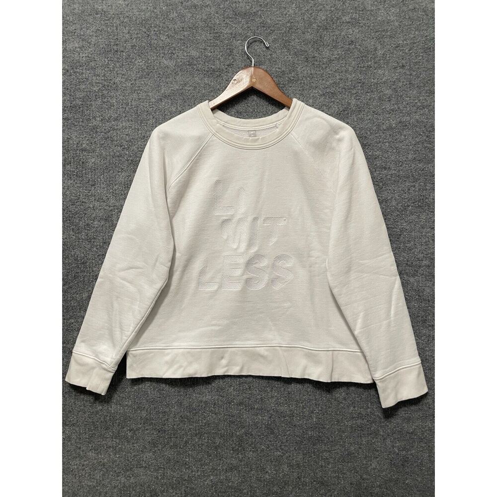 ATHLETA Sweatshirt Limitless White Sweater Crewneck Long Sleeve Shirt Sz Large